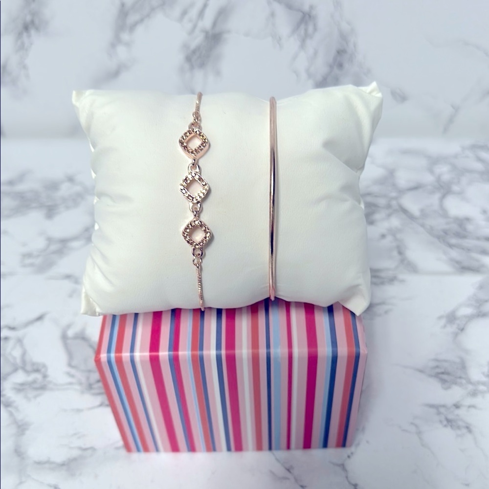 Elegant Rose Gold Color Bracelet Set